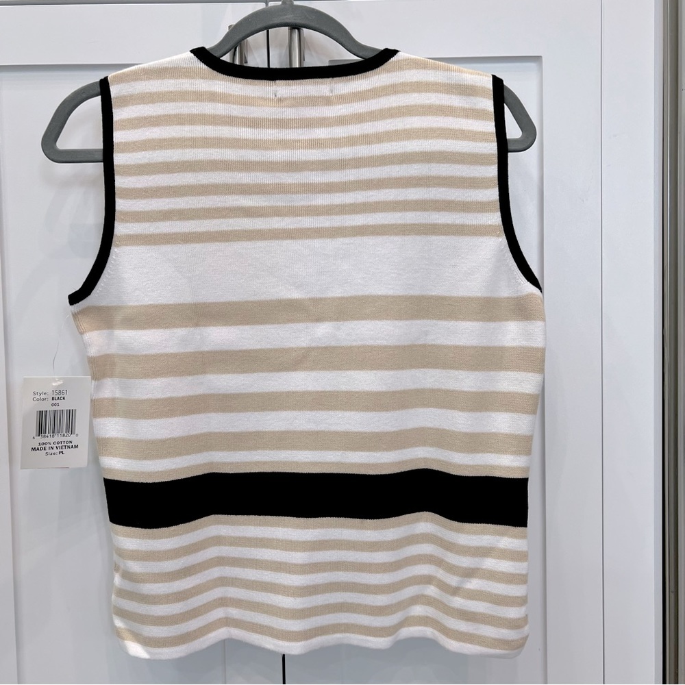 Designers Originals Tan White Striped Knit Tank Top - Picture 4 of 5